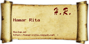 Hamar Rita névjegykártya